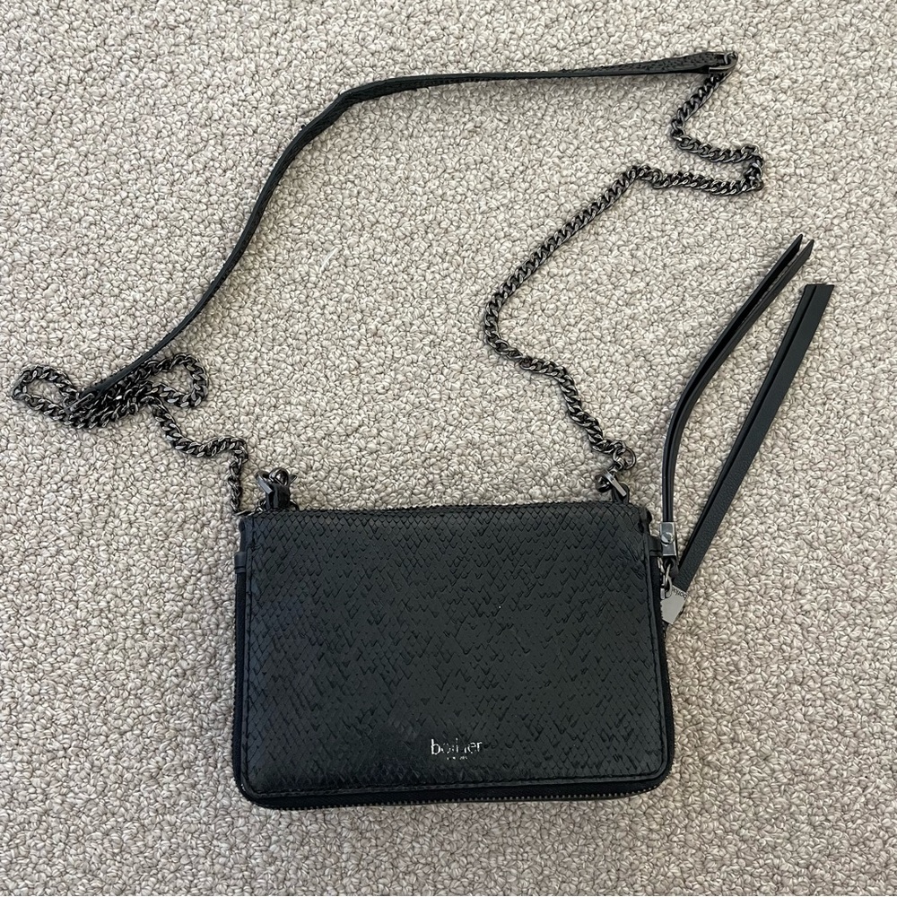 Botkier Black Snakeskin-Style Leather Crossbody